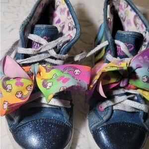 JoJo Siwa Blue Glitter Kids Boots with Rainbow Bows